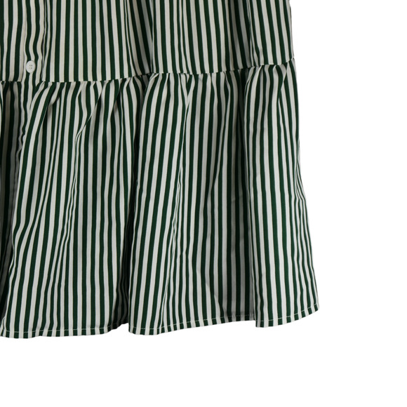 Shein Curve Shirt Dress Womens Size 1X Green Stripe Tiered Boho Peasant - Picture 5 of 9